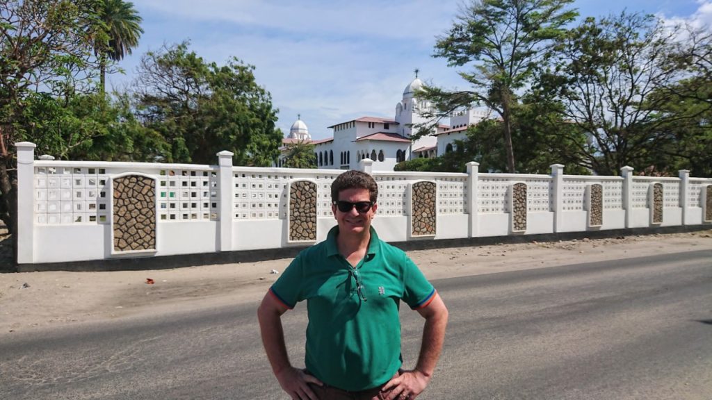Tim Staermose in front of Ocean Rd Hospital in Dar es Salaam