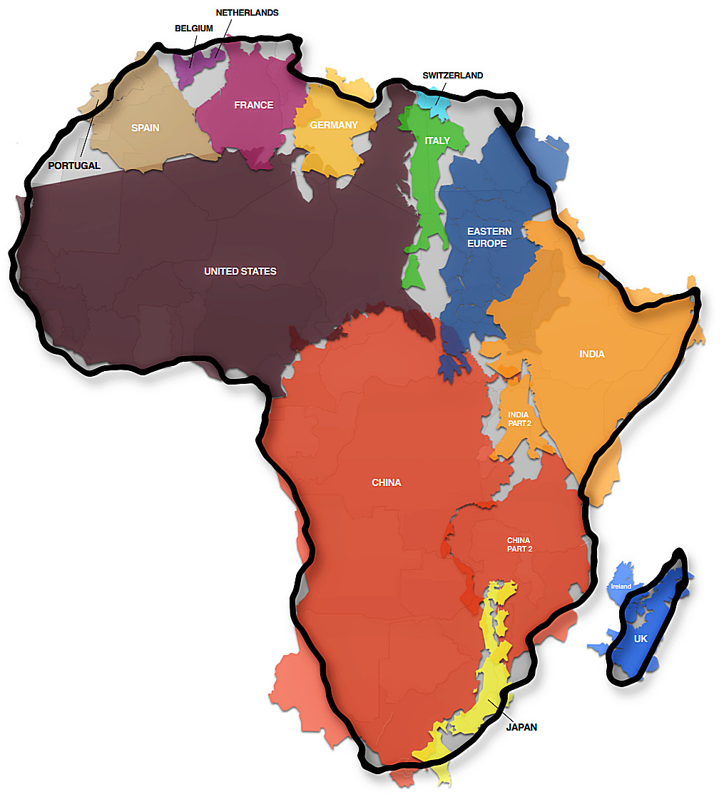 The true size of Africa map