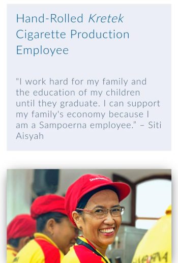 A smiling asian lady staff in Sampoerna